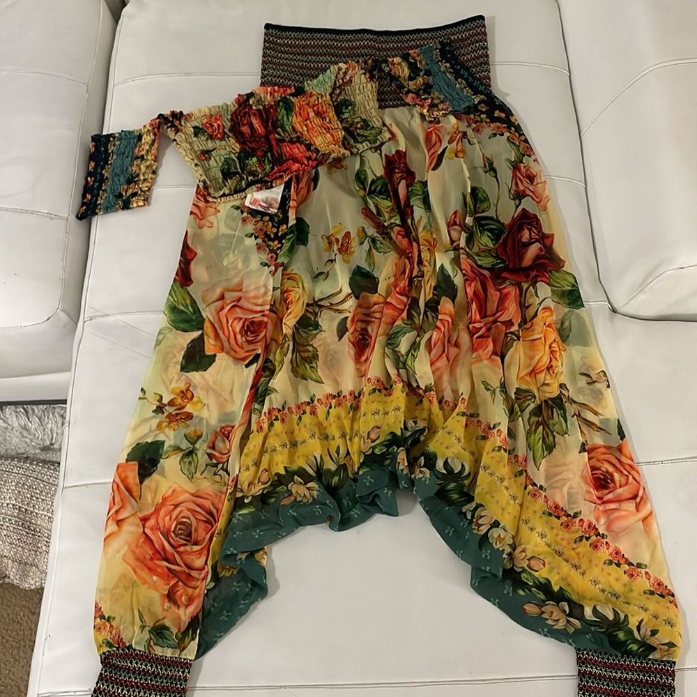 NWT AGUA BENDITA Coord matching Provence rose set crop top harem pants M - Picture 7 of 14